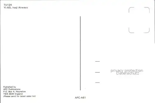 Flugzeuge Zivil Iraqi Airways TU124 YI AEL  Kat. Airplanes Avions