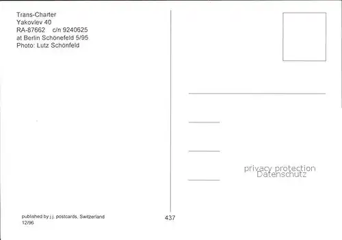 Flugzeuge Zivil Trans Charter Yakovlev 40 RA 87662 c n  Kat. Airplanes Avions