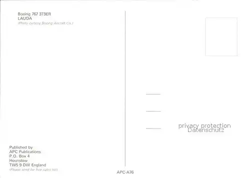 Flugzeuge Zivil Lauda Boeing 767 3T9ER  Kat. Airplanes Avions