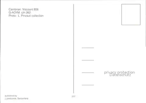 Flugzeuge Zivil Cambrian Viscount 806 G AOYM c n 262 Kat. Airplanes Avions