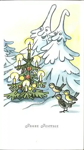 Kuenstlerkarte Mundgemalt Cefischer Nr. 2164 Waldweihnacht Weihnachtsbaum  Kat. Kuenstlerkarte