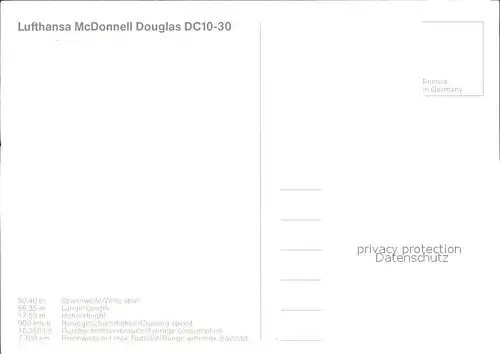 Lufthansa McDonnell Douglas DC10 30 Kat. Flug