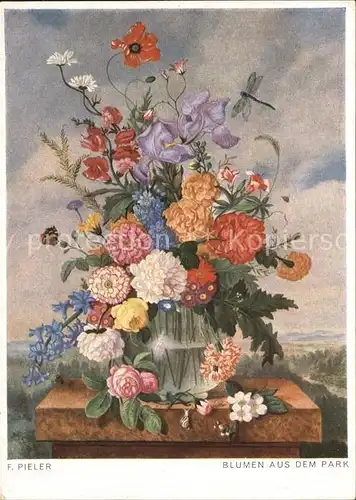 Kuenstlerkarte F. Pieler Blumen aus dem Park Nr. 20 1473  Kat. Kuenstlerkarte