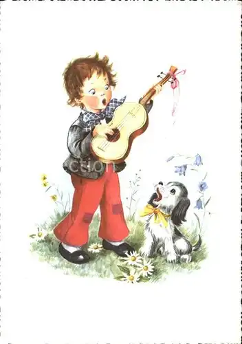 Hunde Gitarre Gesang Blumen  Kat. Tiere