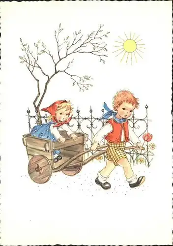 Kinder Child Enfants Holzwagen Sonne Kat. Kinder
