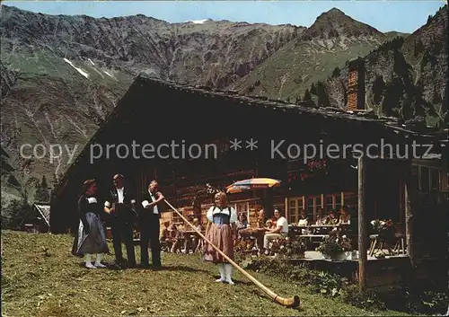 Alphorn Alphornblaeser Restaurant AEBI Stiegelschwand Adelboden Kat. Musik