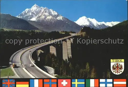 Autobahn Brennerautobahn Europabruecke Innsbruck Tirol Serles  Kat. Autos