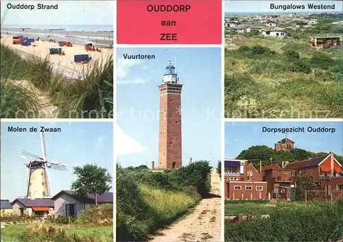 Leuchtturm Lighthouse Vuurtoren Ouddorp aan Zee Molen Strand Bungalows Westend Kat. Gebaeude