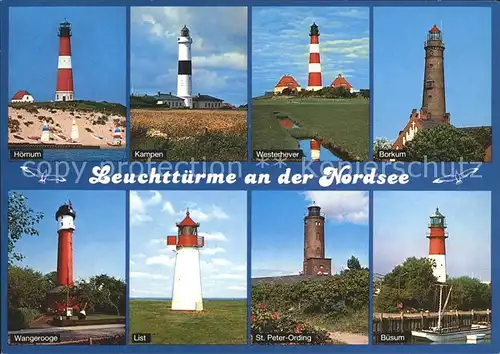 Leuchtturm Lighthouse Nordsee Hoernum Kampen Borkum Buesum List Westerhever Kat. Gebaeude