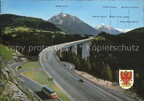 Autobahn Brennerautobahn Europabruecke Innsbruck Serles Habicht  Kat. Autos