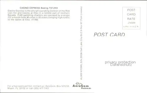 Flugzeuge Zivil Casino Express Boeing 737-2H4 N709ML S/N 20336 / Airplanes Avions /