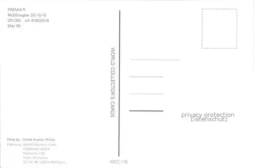 Flugzeuge Zivil Premiair McDDouglas DC 10 10 OY CNU c n 47832 318 Kat. Airplanes Avions