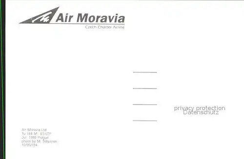 Flugzeuge Zivil Air Moravia Ltd. Tu 154M ES LTP Kat. Airplanes Avions