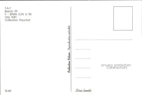 Flugzeuge Zivil T A T Beech 99 F BTMA c n U 90  Kat. Airplanes Avions