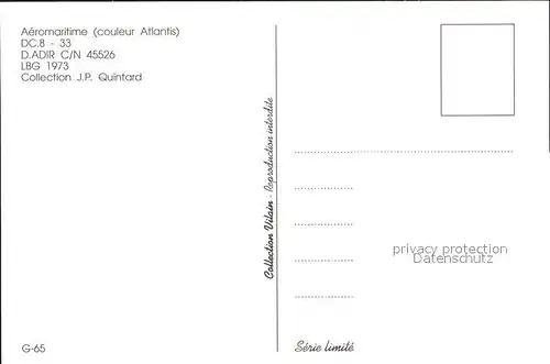 Flugzeuge Zivil Aeromartime DC.8 33 D. ADIR C N 45526 Kat. Airplanes Avions