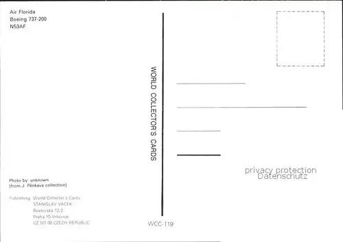 Flugzeuge Zivil Air Florida Boeing 737 200 N53AF  Kat. Airplanes Avions
