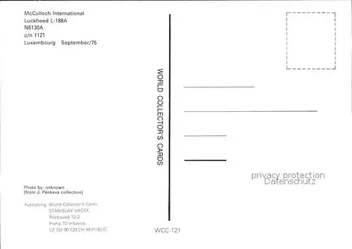 Flugzeuge Zivil McCulloch International Lockheed L 188A N6130A c n 1121  Kat. Airplanes Avions