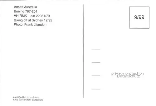 Flugzeuge Zivil Ansett Australia Boeing 767 204 VH RMK c n 22981 79  Kat. Airplanes Avions