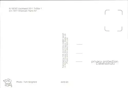 Flugzeuge Zivil American Trans Air N 187AT Lockheed 1011  Kat. Airplanes Avions