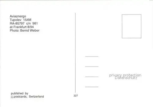 Flugzeuge Zivil Aviaenergo Tupolev 154M RA 85797 c n 981 Kat. Airplanes Avions