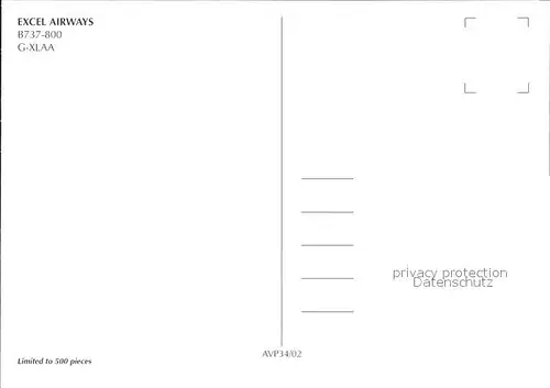 Flugzeuge Zivil Excel Airways B737 800 G XLAA  Kat. Airplanes Avions