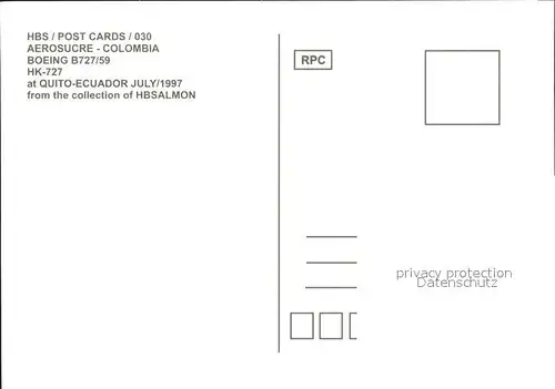 Flugzeuge Zivil Aerosucre Colombia Boeing B727 59 HK 727 Kat. Airplanes Avions