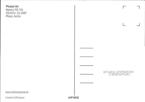 Flugzeuge Zivil Phuket Air Namcs YS 11A HS KVU Cn 2097 Kat. Airplanes Avions