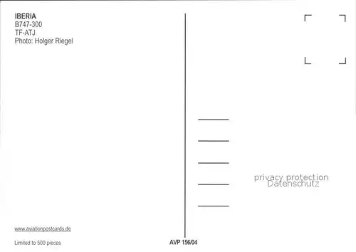 Flugzeuge Zivil Iberia B747 300 TF ATJ Kat. Airplanes Avions