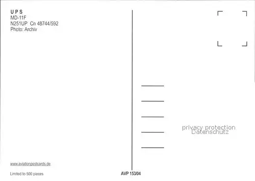 Flugzeuge Zivil UPS MD 11F N251UP Cn 48744 592 Kat. Airplanes Avions