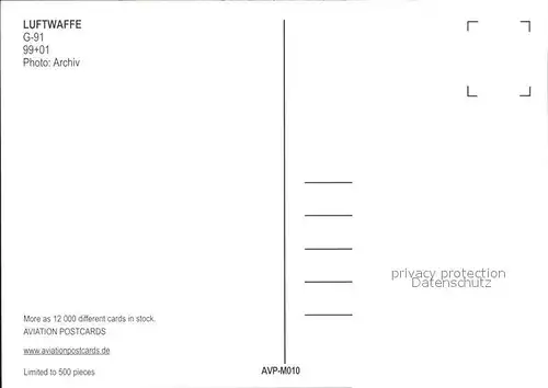 Flugzeuge Militaria Luftwaffe G 91 99+01 Kat. Airplanes Avions