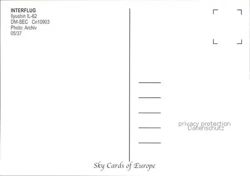 Flugzeuge Zivil Interflug Ilyshin IL 62 DM SEC Cn 10903  Kat. Airplanes Avions