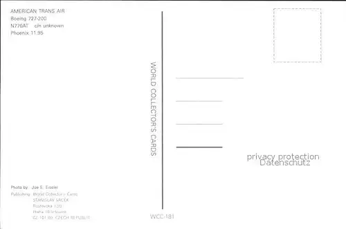 Flugzeuge Zivil American Trans Air Boeing 727 200 N770AT  Kat. Airplanes Avions