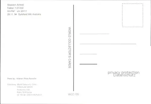 Flugzeuge Zivil Skywest Airlines Fokker F 27 050 VH FNF c n 20111 Kat. Airplanes Avions