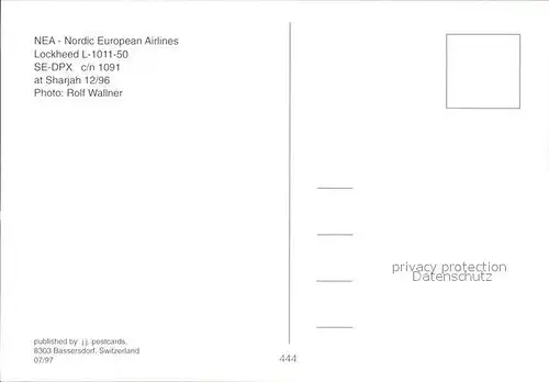 Flugzeuge Zivil NEA Nordic European Airlines Lockheed L 1011 50 SE DPX c n 1091 Kat. Airplanes Avions