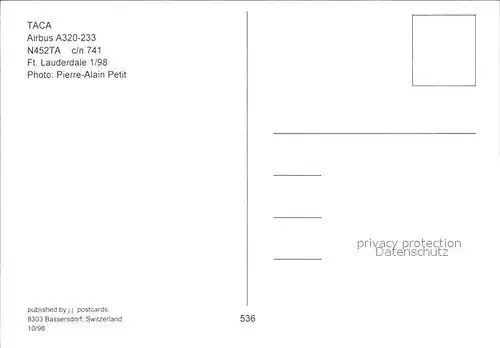 Flugzeuge Zivil TACA Airbus A320 233 N452TA c n 741 Kat. Airplanes Avions