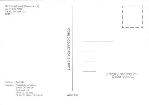 Flugzeuge Zivil British Airways Boeing 757 236 G BIKL c n 22183 32  Kat. Airplanes Avions