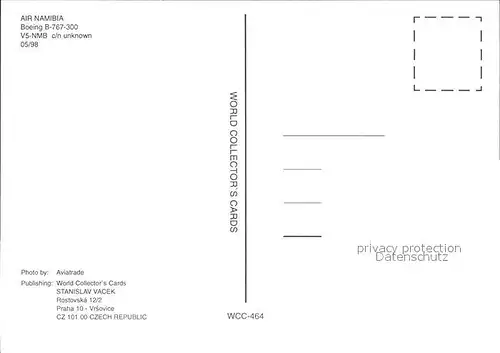 Flugzeuge Zivil Air Namibia Boeing 767 300 V5 NMB  Kat. Airplanes Avions