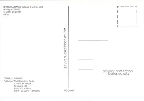 Flugzeuge Zivil British Airways Boeing 777 236 G WIIM c n 28841 Kat. Airplanes Avions