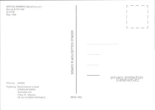 Flugzeuge Zivil British Airways Benyhone colours Boeing 747 400 G CIVW  Kat. Airplanes Avions