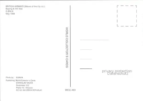 Flugzeuge Zivil British Airways Waves of the city colours Boeing 747 400 G BNLX  Kat. Airplanes Avions