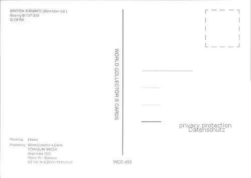 Flugzeuge Zivil British Airways Sterntaler colours Boeing 737 300 G OFRA Kat. Airplanes Avions