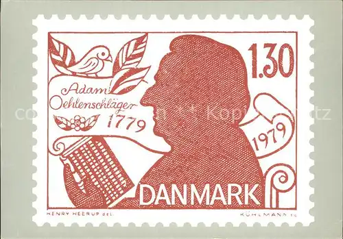 Briefmarke auf Ak Adam Oehlenschlaeger Danmark  Kat. Besonderheiten