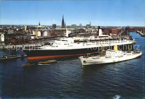 Dampfer Oceanliner Queen Elizabeth 2 Hamburg ueberseebruecke Kat. Schiffe