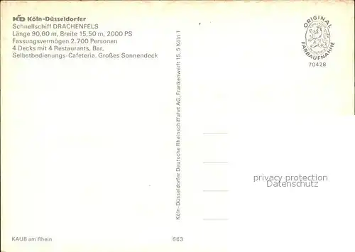 Motorschiffe Schnellschiff Drachenfels  Kat. Schiffe