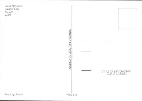 Flugzeuge Zivil Jana Airlines Ilyushin IL 62 XU 229 Kat. Airplanes Avions