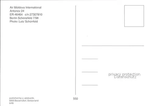 Flugzeuge Zivil Air Moldavia International Antonov 24 ER 46464 c n 27307810 Kat. Airplanes Avions