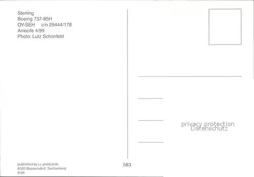 Flugzeuge Zivil Sterling Boeing 737 85H OY SEH c n 29444 178 Kat. Airplanes Avions
