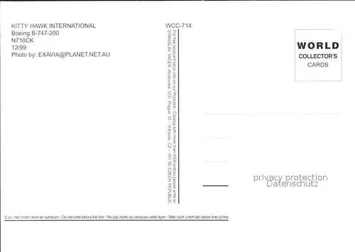 Flugzeuge Zivil Kitty Hawk International Boeing 747 200 N710CK  Kat. Airplanes Avions