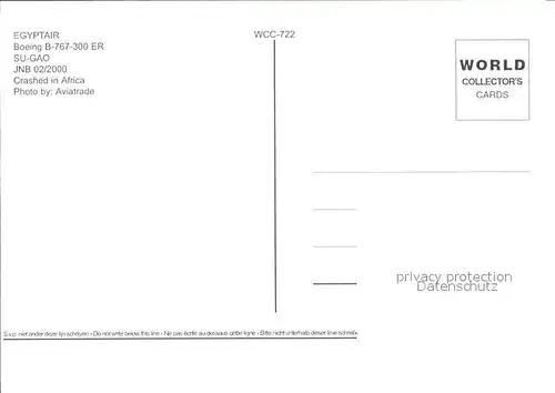 Flugzeuge Zivil Egyptair Boeing 767 300 ER SU GAO Kat. Airplanes Avions