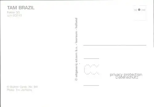 Flugzeuge Zivil TAM Brazil Fokker 50 c n 20210 Kat. Airplanes Avions